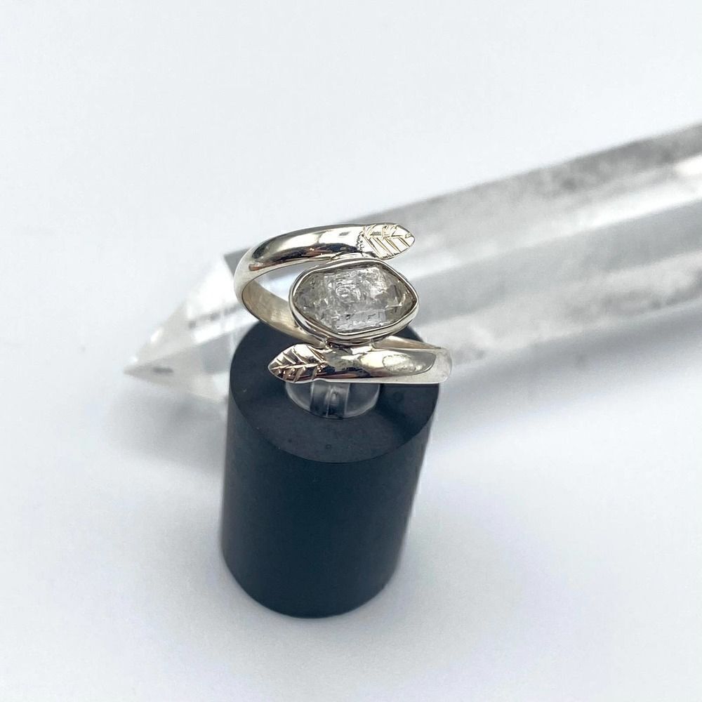 Natural Herkimer Diamond Sterling Silver Ring Size 7.5